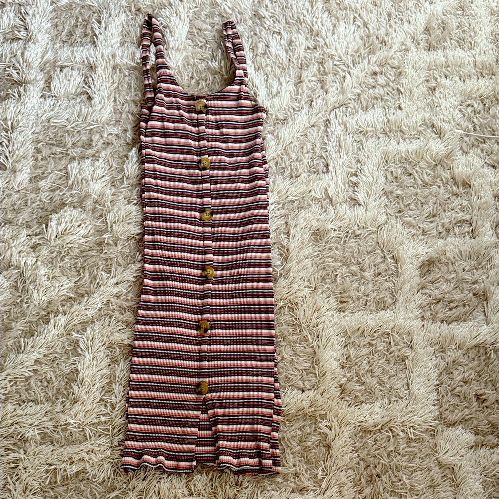 Striped Sleeveless Button-Down Dress